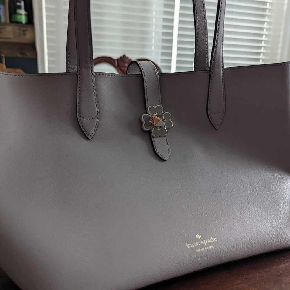 Kate Spade Gray Leather Tote Bag